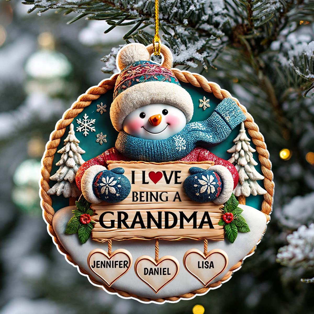 Love Being A Grandma - Personalized Custom 3D Inflated Effect Acrylic Ornament