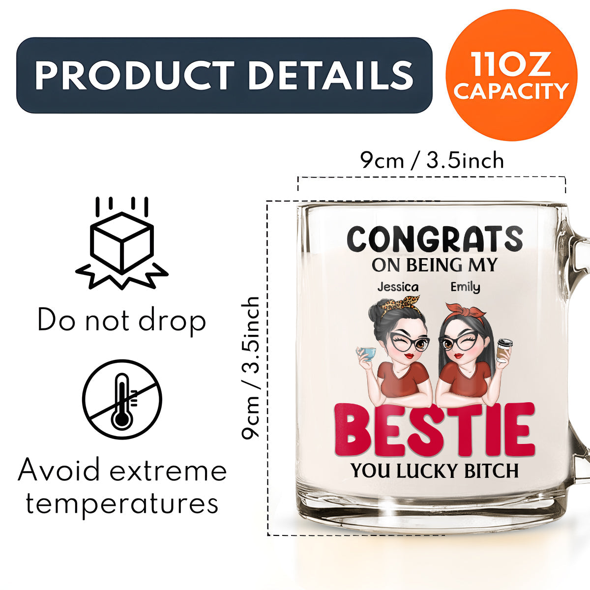 Congrats On Being My Bestie - Personalized Custom Glass Mug