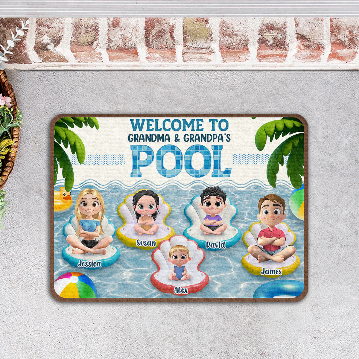 Better At Grandma Pool - Personalized Custom Doormat