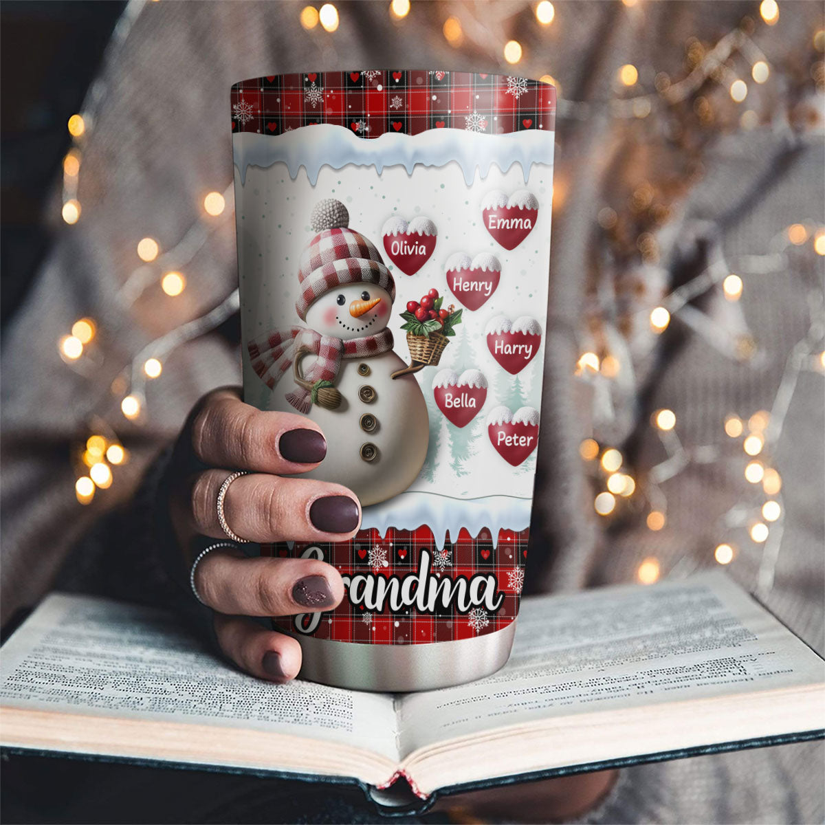 Happy Christmas Snowman Grandma - Personalized Custom Tumbler