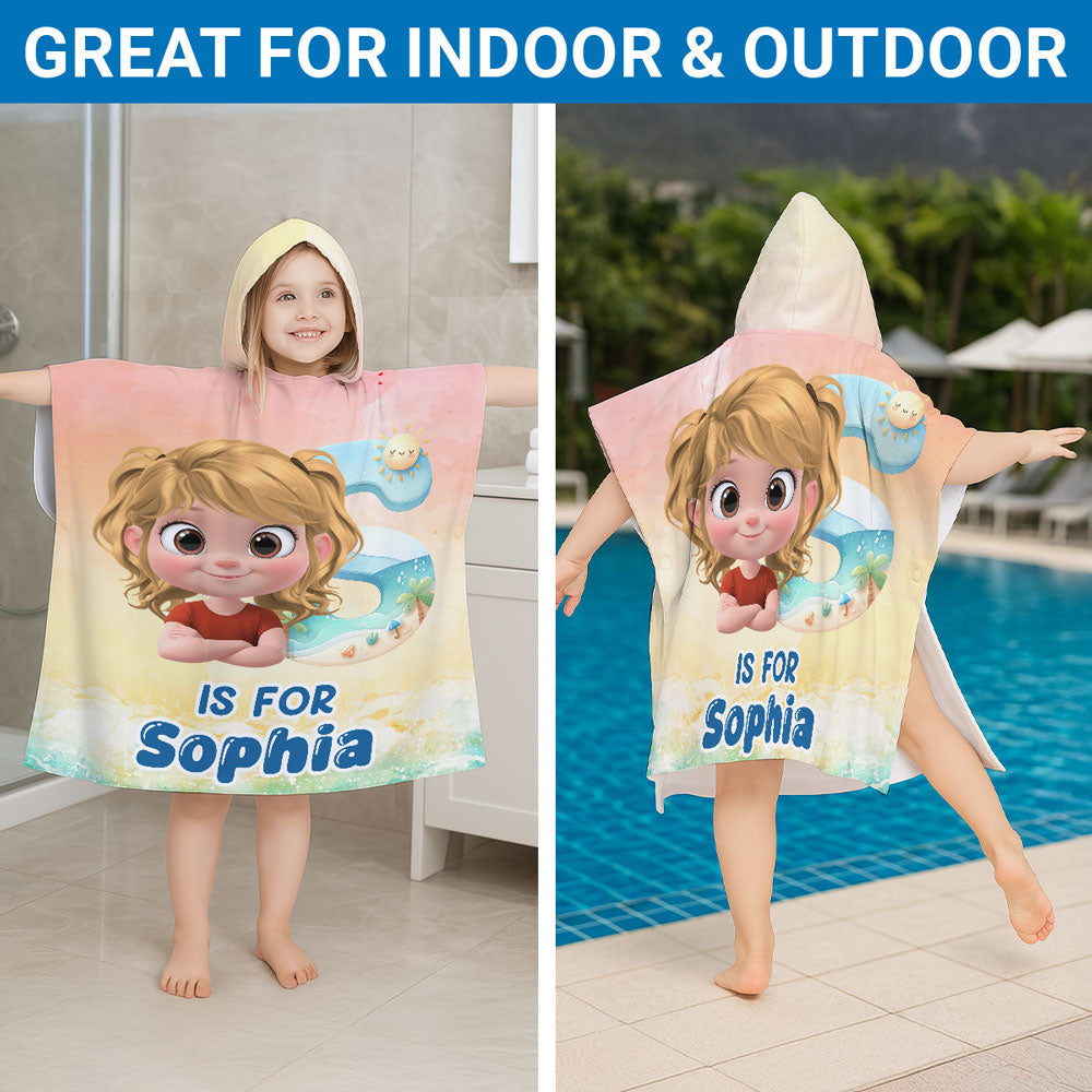 Alphabet Cartoon - Personalized Custom Hooded Beach Towel