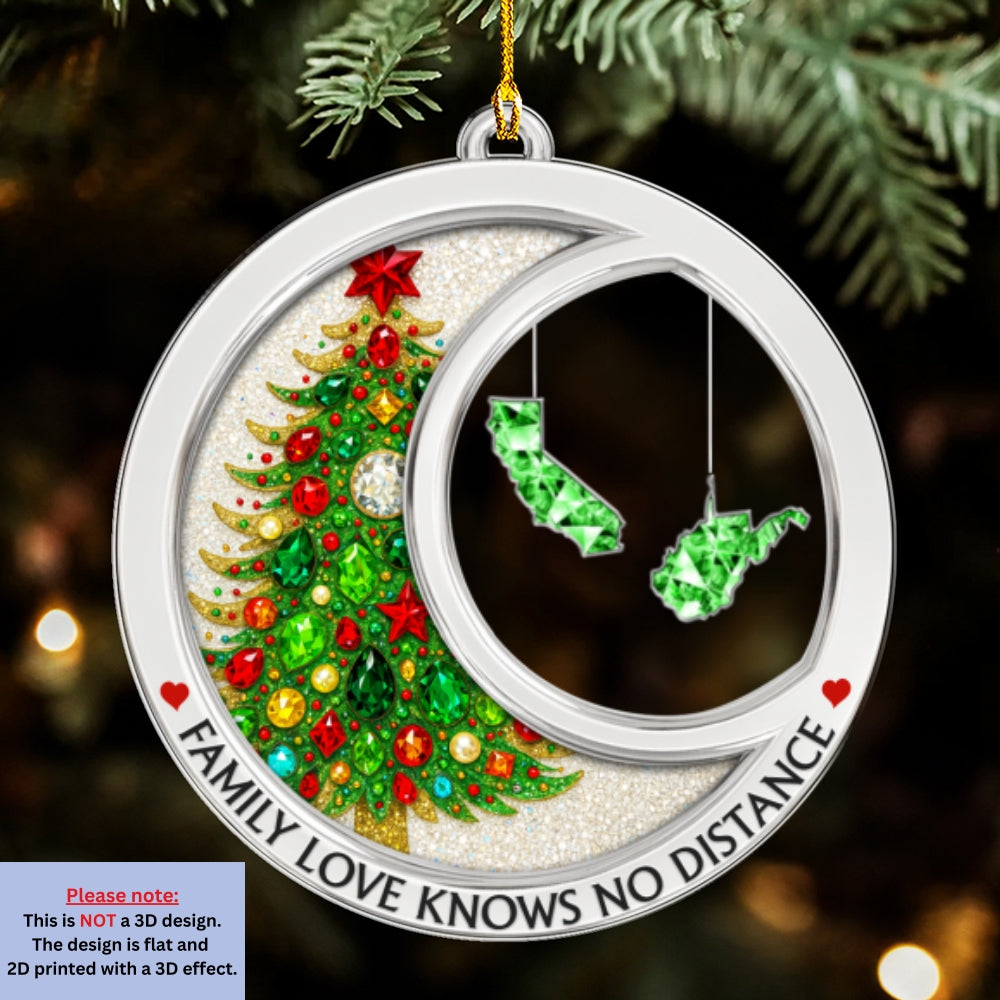 Family Love Knows No Distance Crystal - Personalized Custom Acrylic Ornament