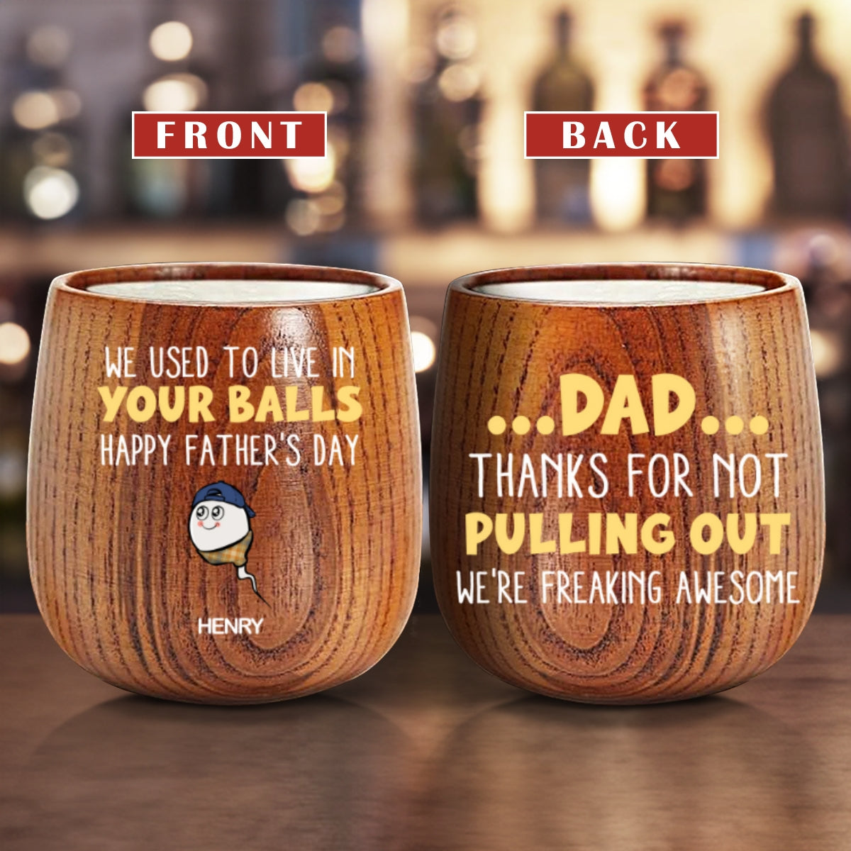 Dad Thanks For Not Pulling Out - Personalized Custom Wooden Whiskey Glass