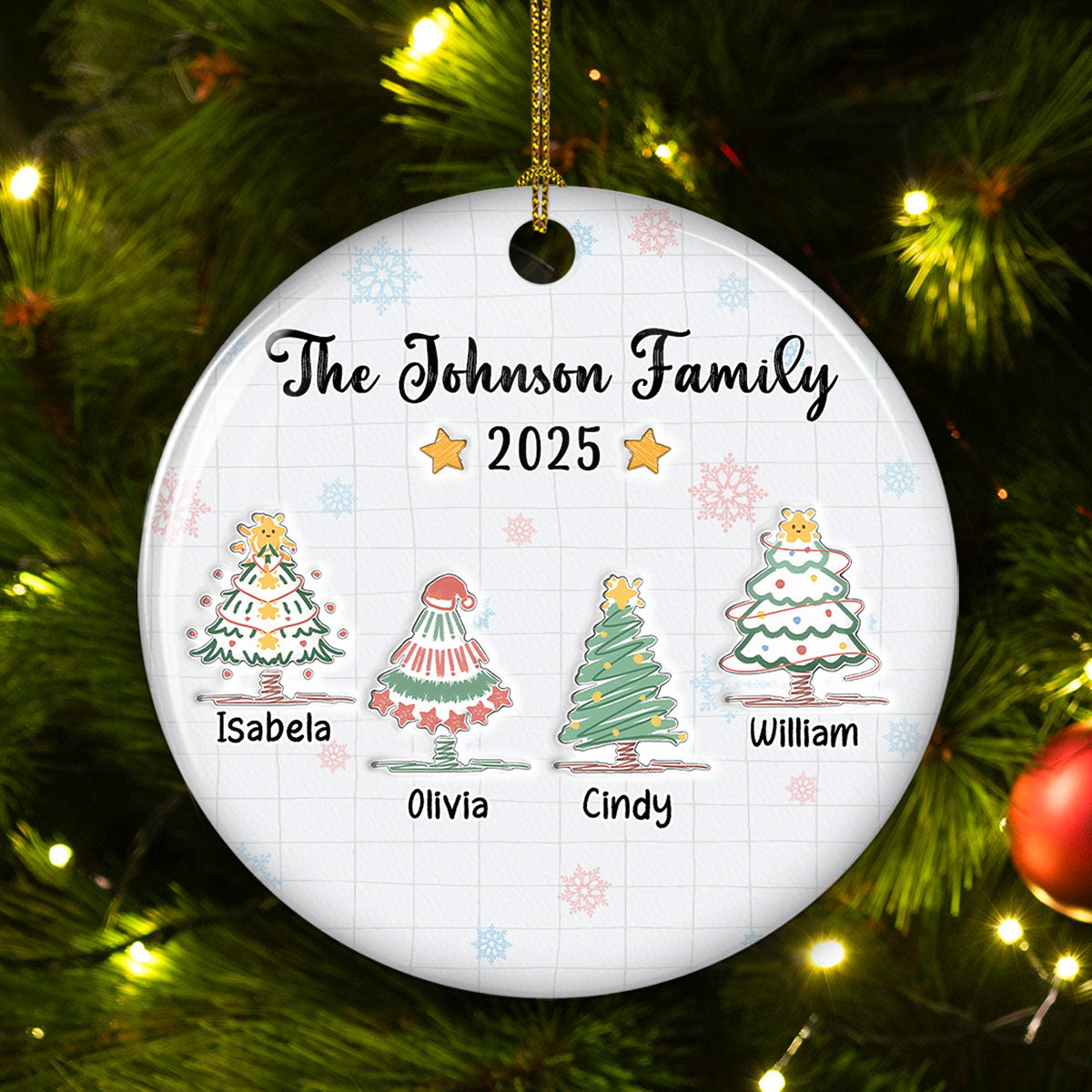 Love The Way Draw Family Love - Personalized Custom 3D Inflated Effect Ceramic Ornament