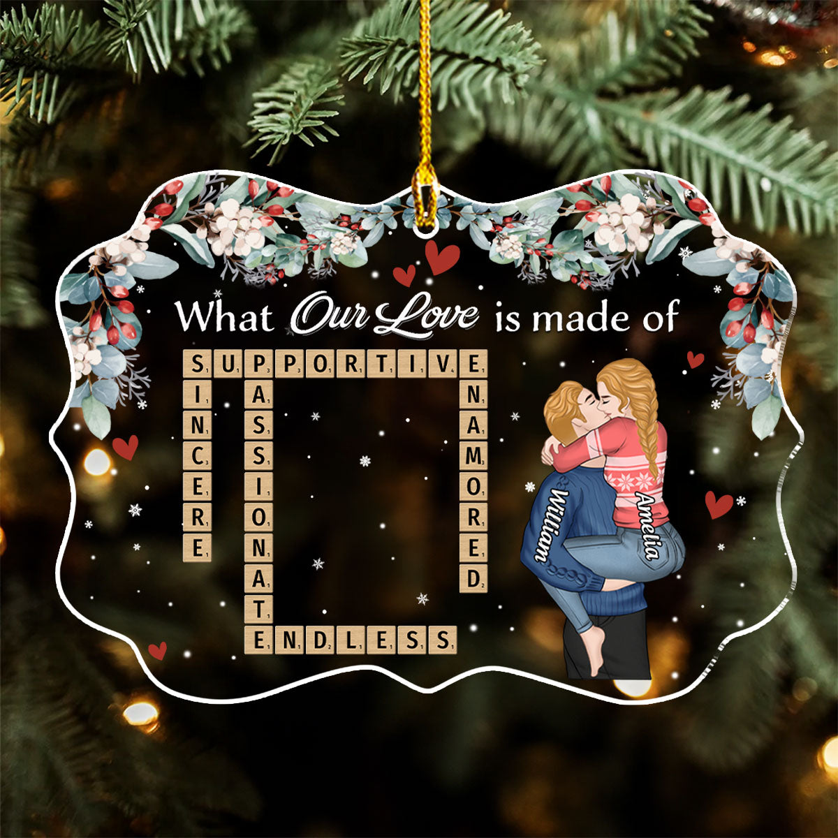 The Language Of Our Love - Personalized Custom Acrylic Ornament