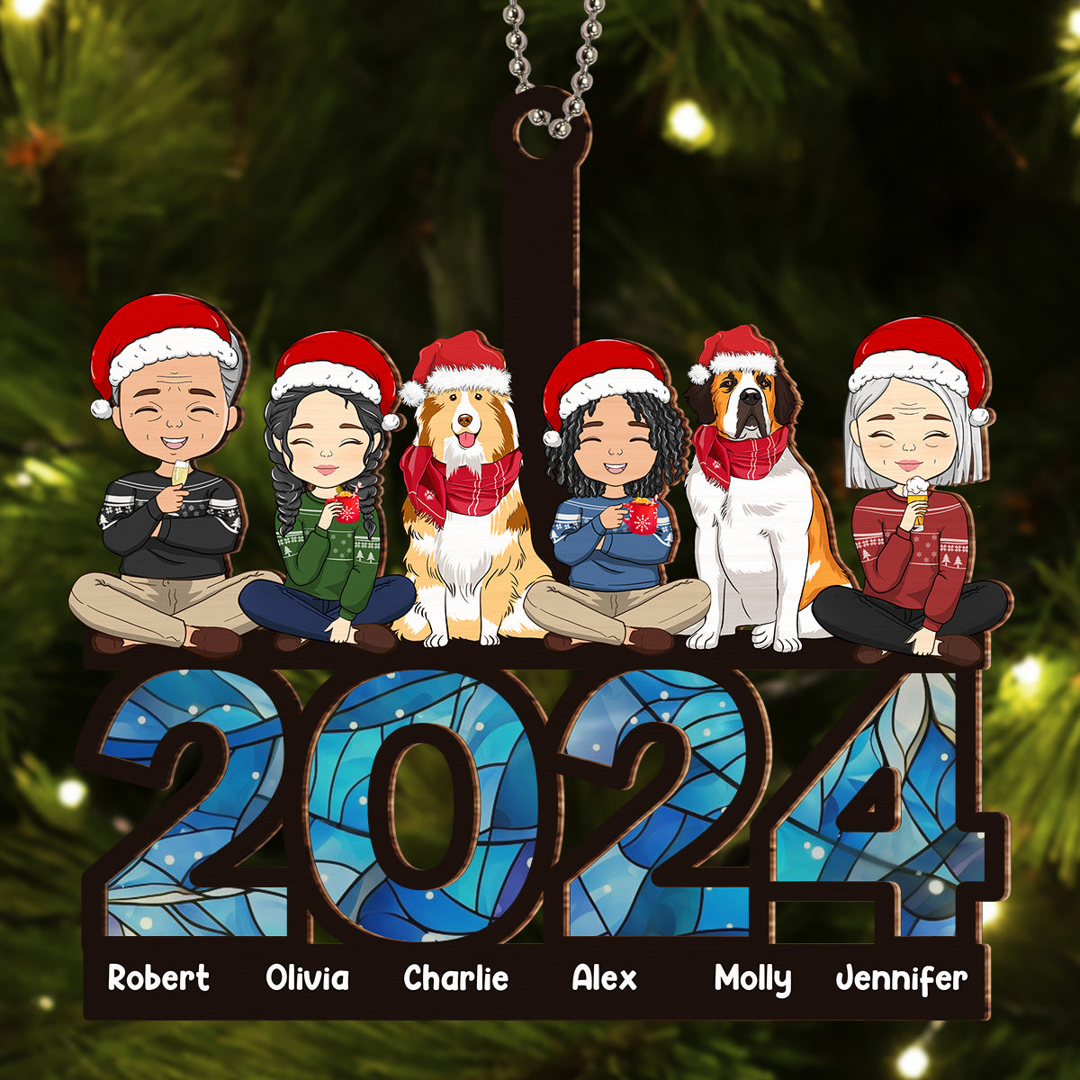 Family Sitting 2024 - Personalized Custom Suncatcher Ornament