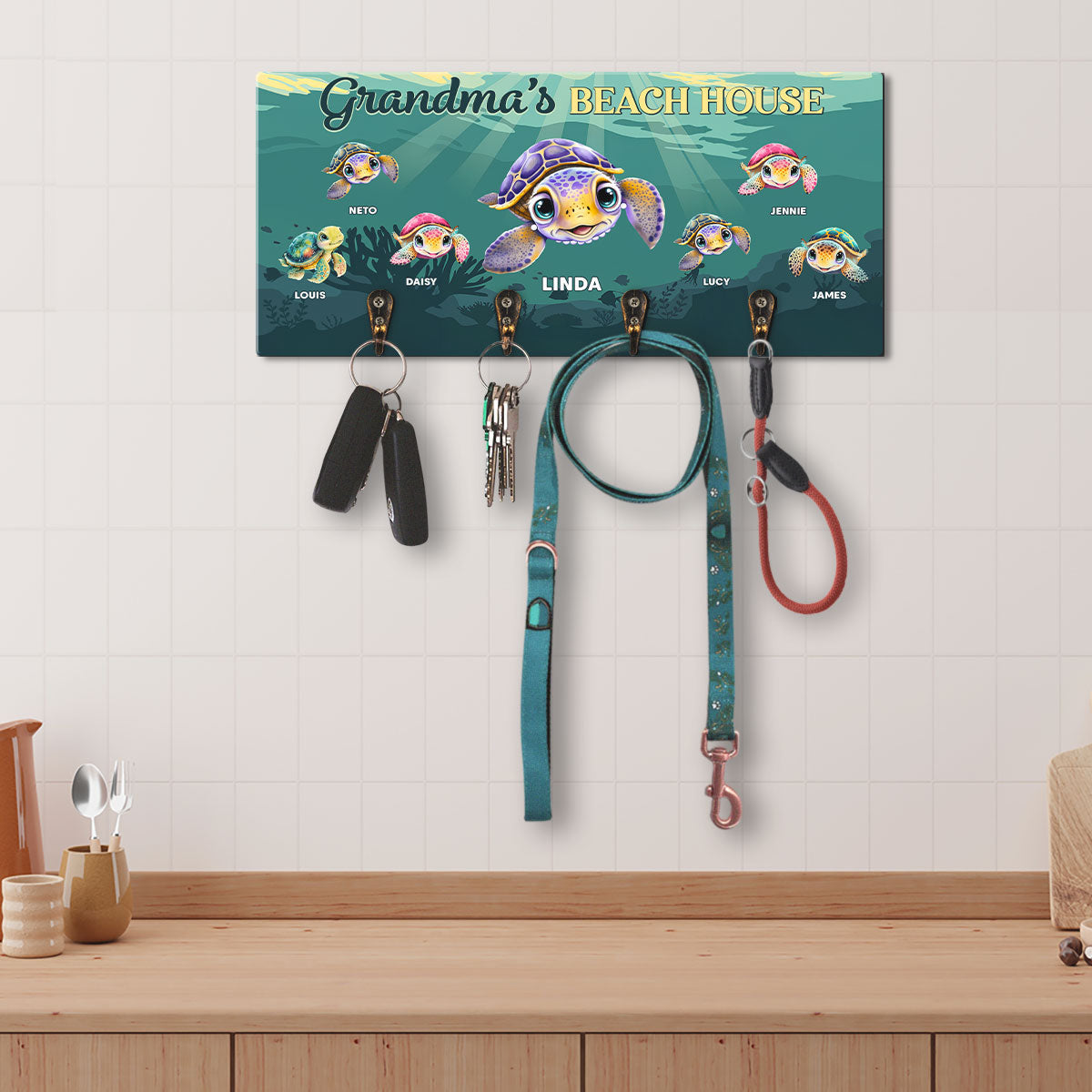 Grandparents Beach House - Personalized Custom Wooden Key Holder