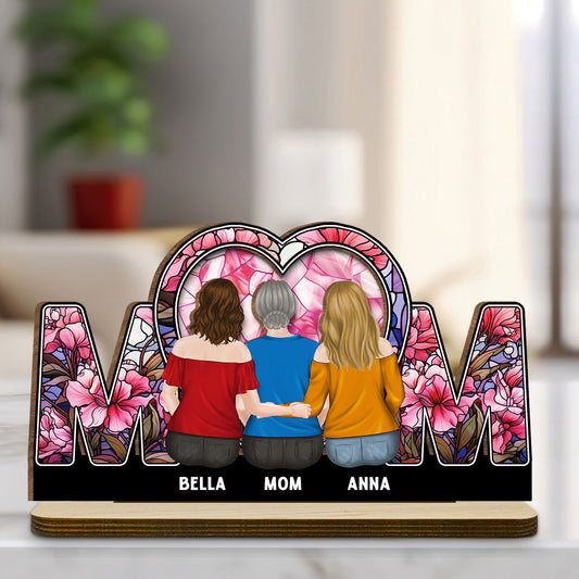 Beside Mom - Personalized Custom 2-Layer Wood Plaque With Flat Base