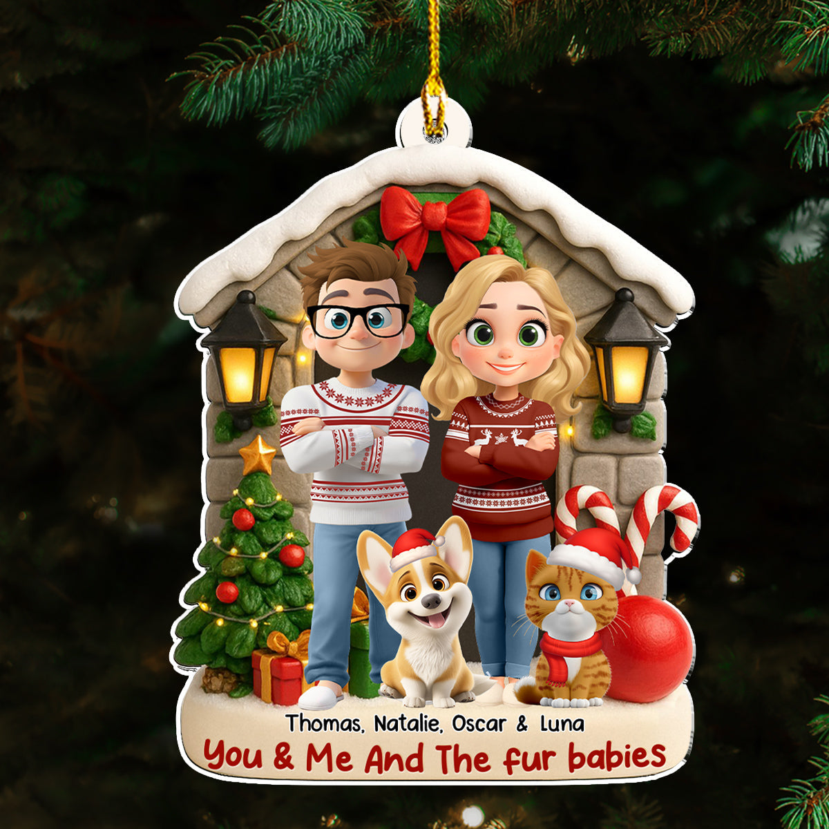 Bond Of Fur Love - Personalized Custom 3D Effect Acrylic Ornament