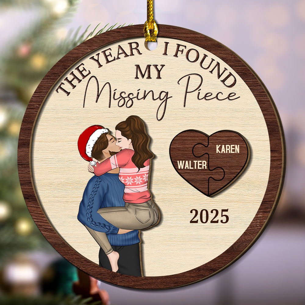 I Found My Missing Piece - Personalized Custom Freeshape 2-Layered Wood Ornament