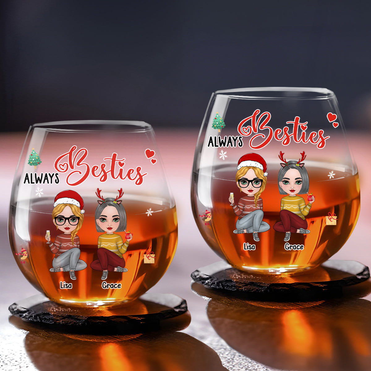 Always Sisters - Personalized Custom Wine Glass