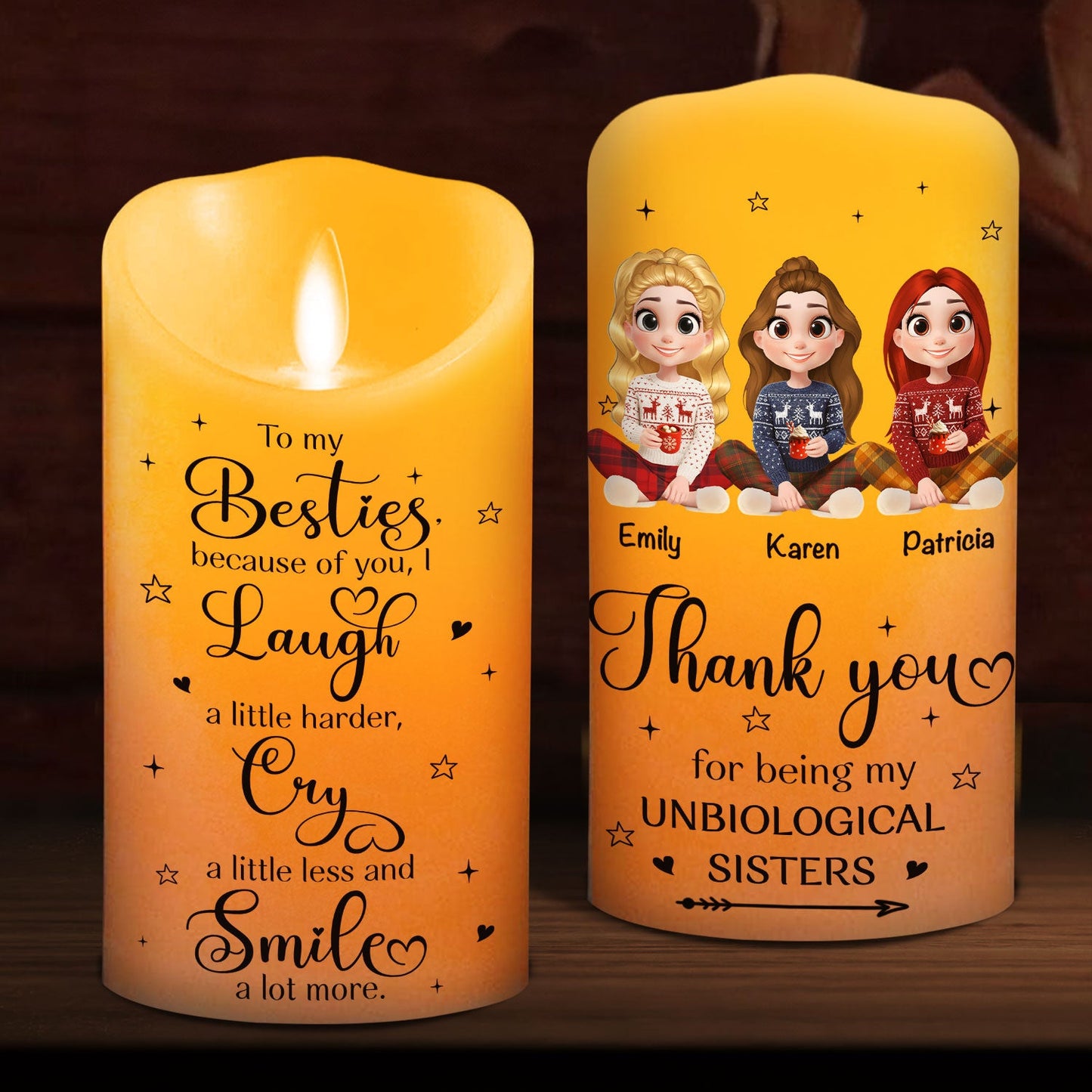 Thank You For Being My Unbiological Sister - Personalized Custom LED Candle