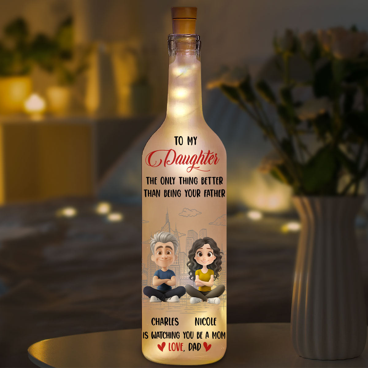 Proud To Watch You Being Mom - Personalized Custom Bottle Lamp