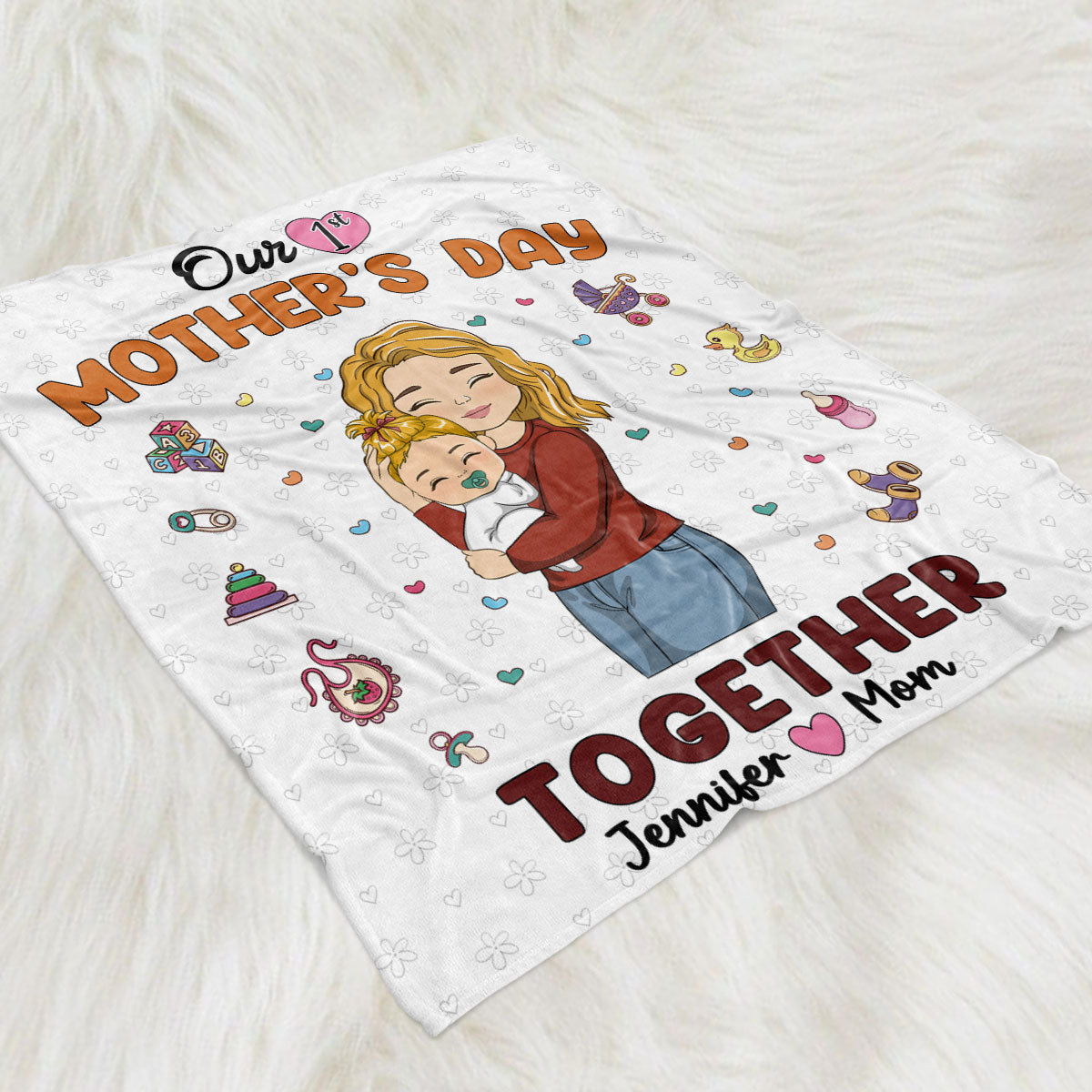 First Mother Day - Personalized Custom Fleece Blanket