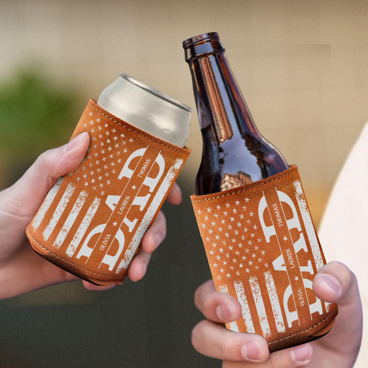 The Best Daddy - Personalized Custom Leather Can Cooler