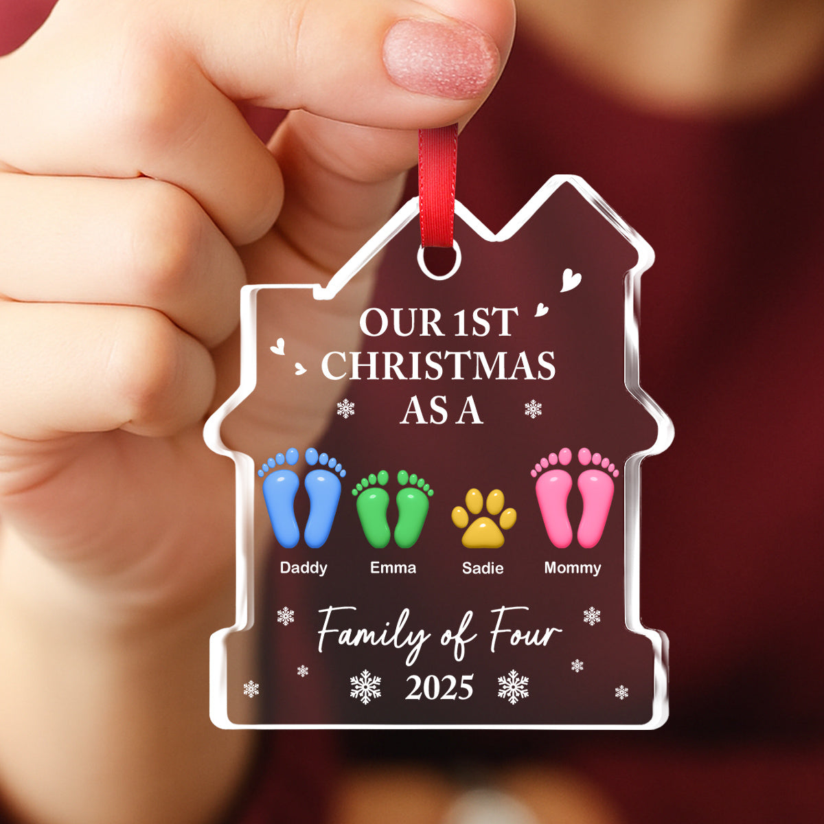 Our First Holiday Season As One - Personalized Custom House Shaped Glass Ornament
