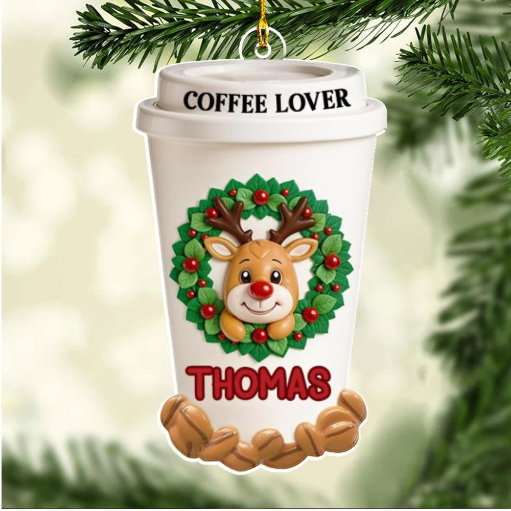 Coffee Lover Christmas - Personalized Custom Acrylic Ornament