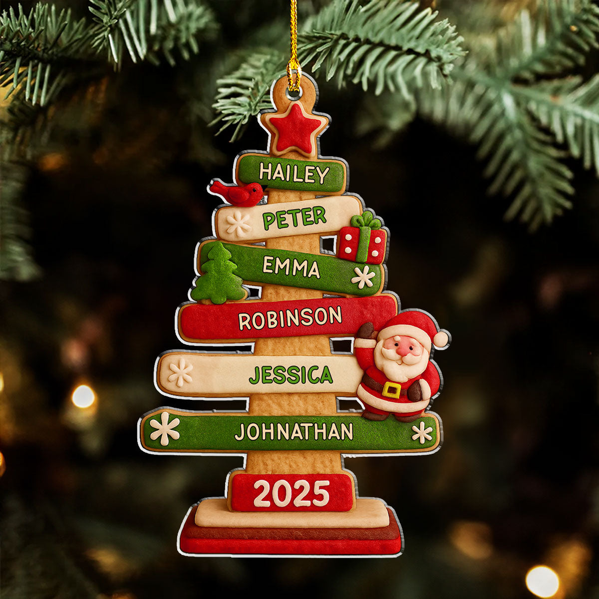 Family Names Christmas Holiday - Personalized Custom Acrylic Ornament