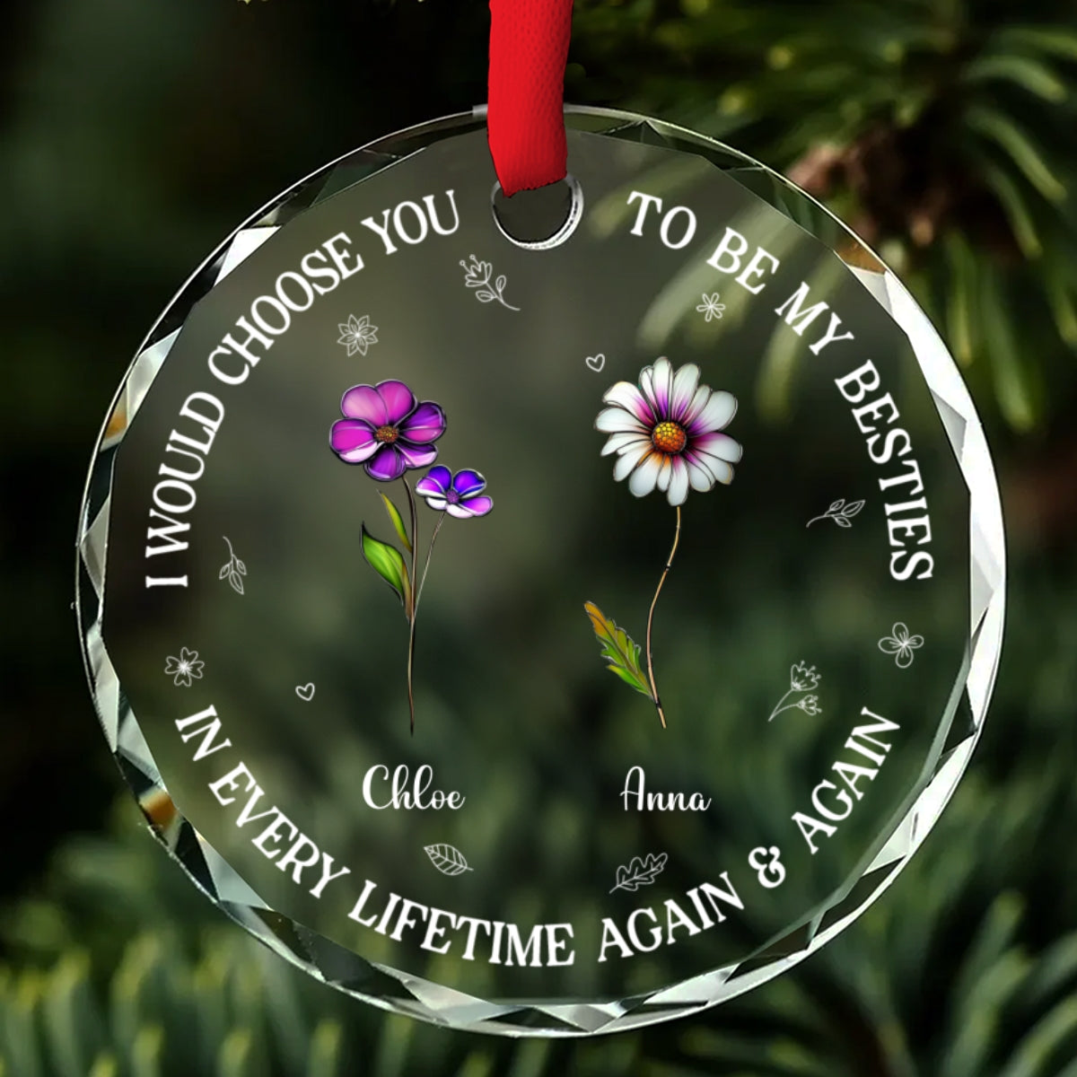 Bonded By Heart - Personalized Custom Glass Ornament