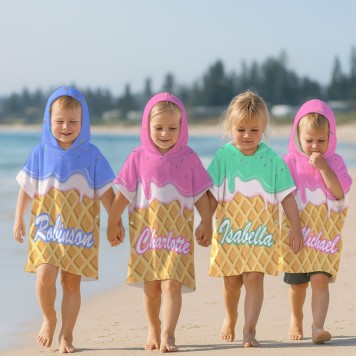 Ice Cream - Personalized Custom Hooded Beach Towel