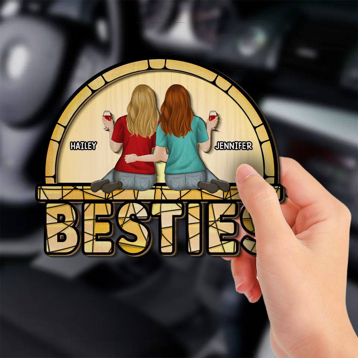 Besties - Personalized Custom Car Visor Clip