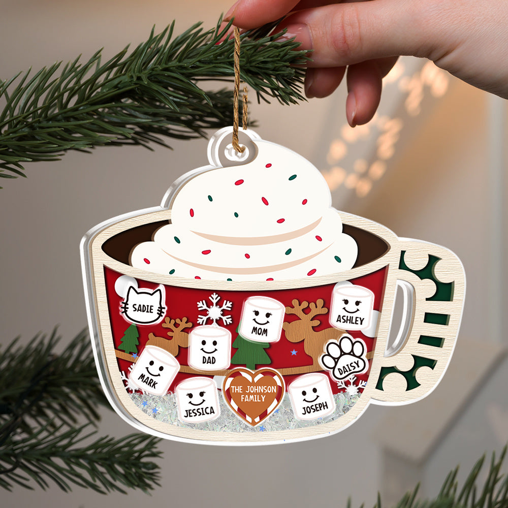 Family Merry Christmas - Personalized Custom Acrylic Shaker Ornament