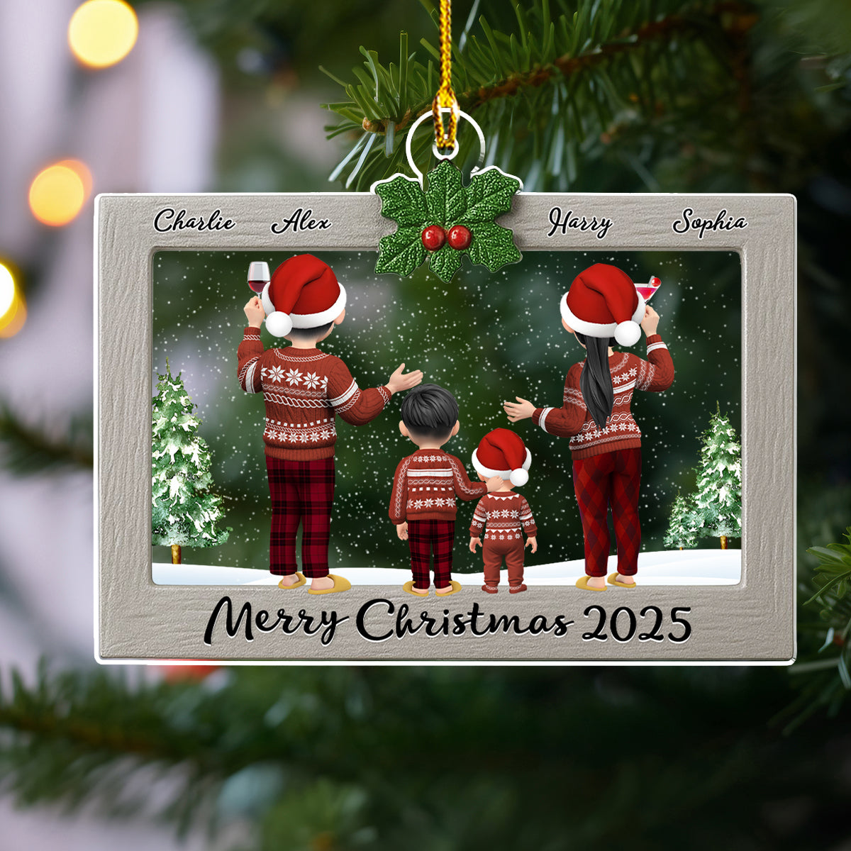 Holiday Love Frame - Personalized Custom Acrylic Ornament