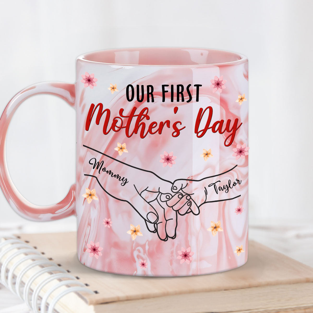 Our First Time - Personalized Custom Pink Marble Mug