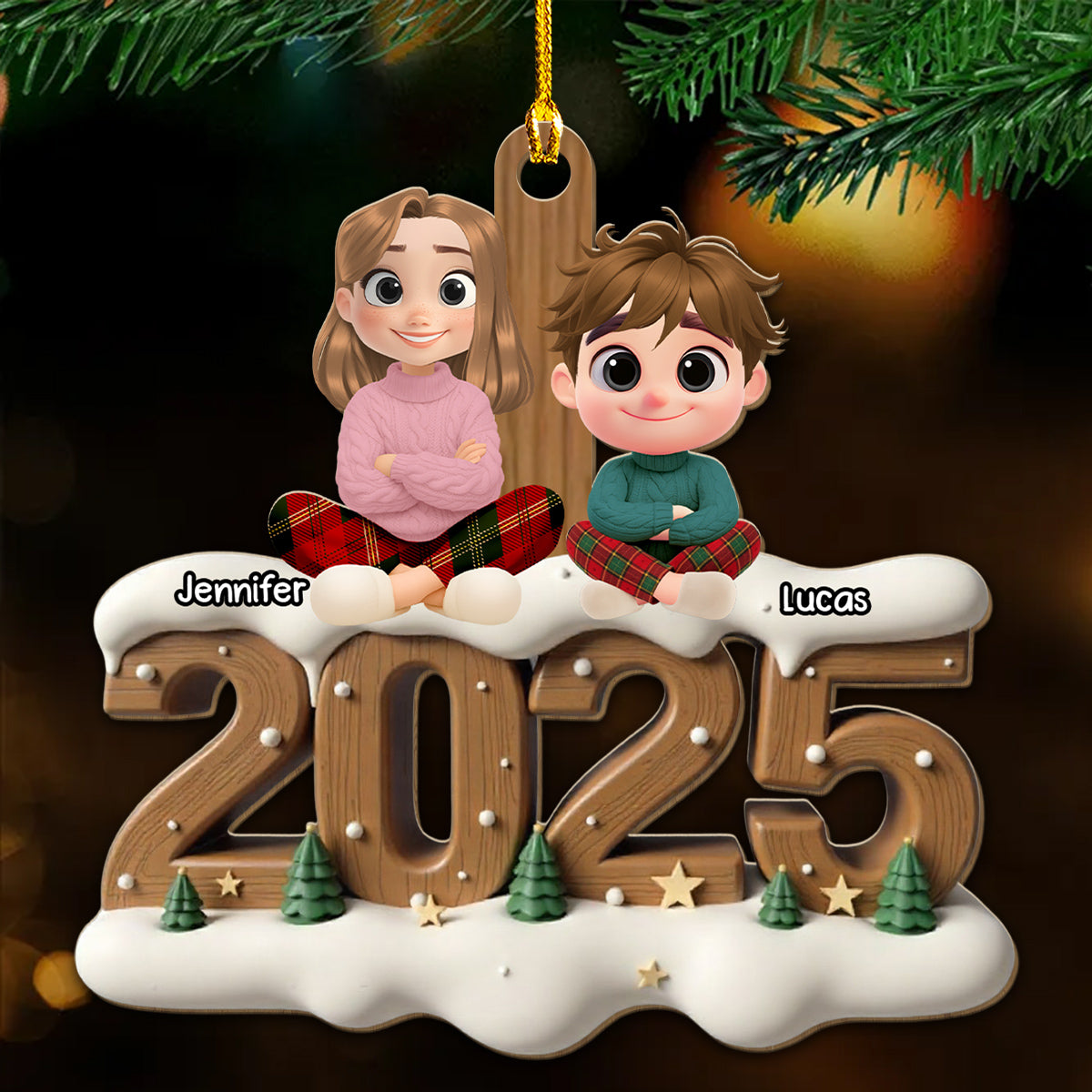 My Grand Babies This Year Onwards - Personalized Custom 3D Effect Wood Ornament