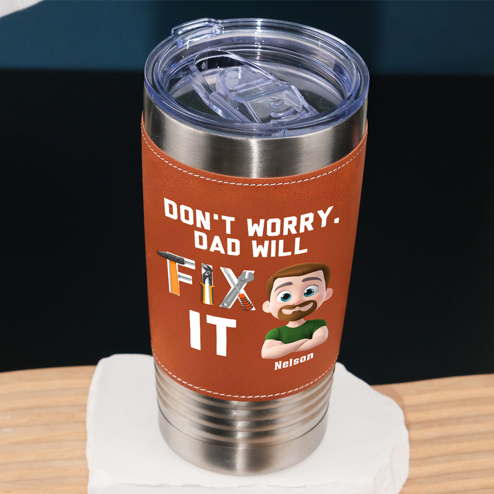 Best Dad - Personalized Custom Leather Tumbler
