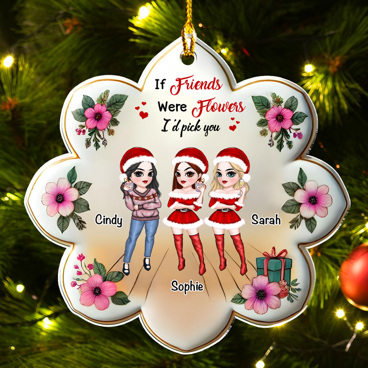 Friends Were Flowers - Personalized Custom Acrylic Ornament