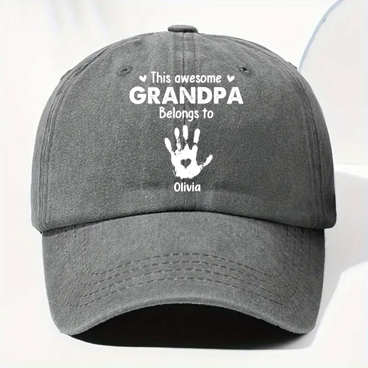 This Awesome Grandpa Belongs To - Personalized Custom Vintage Washed Denim Cap
