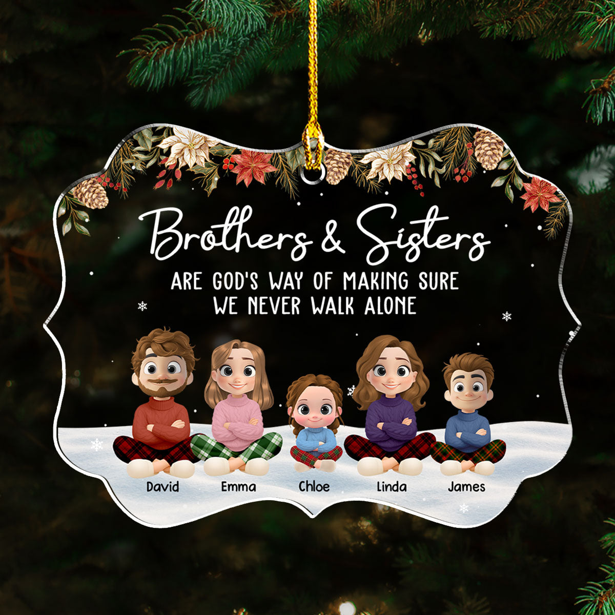 Together Always Brothers and Sisters - Personalized Custom Acrylic Ornament