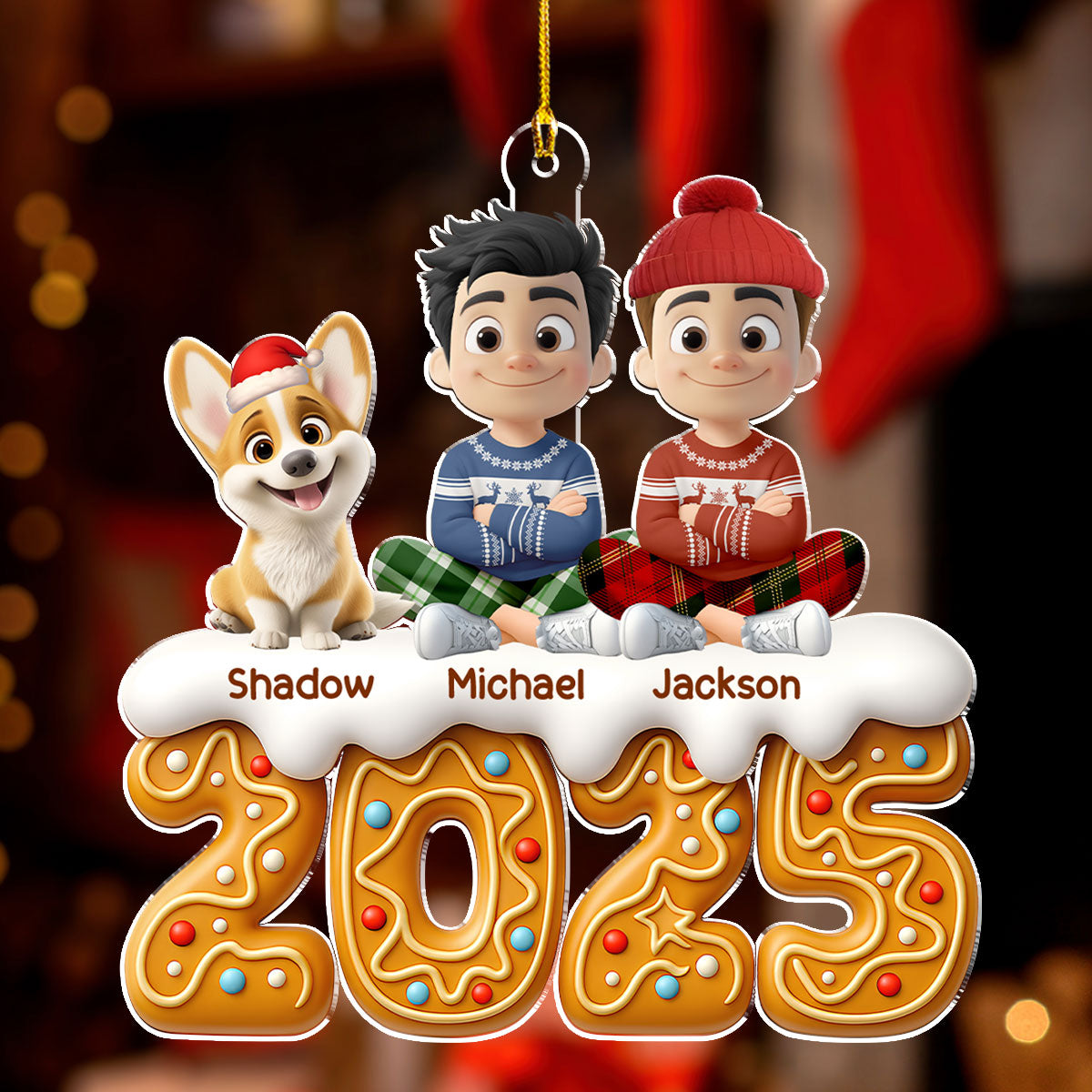 Couple And Dog Of The Year Version 2 - Personalized Custom Acrylic Ornament