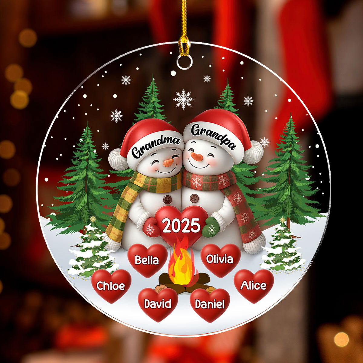 Grandma Grandpa Grandkids - Personalized Custom Acrylic Ornament