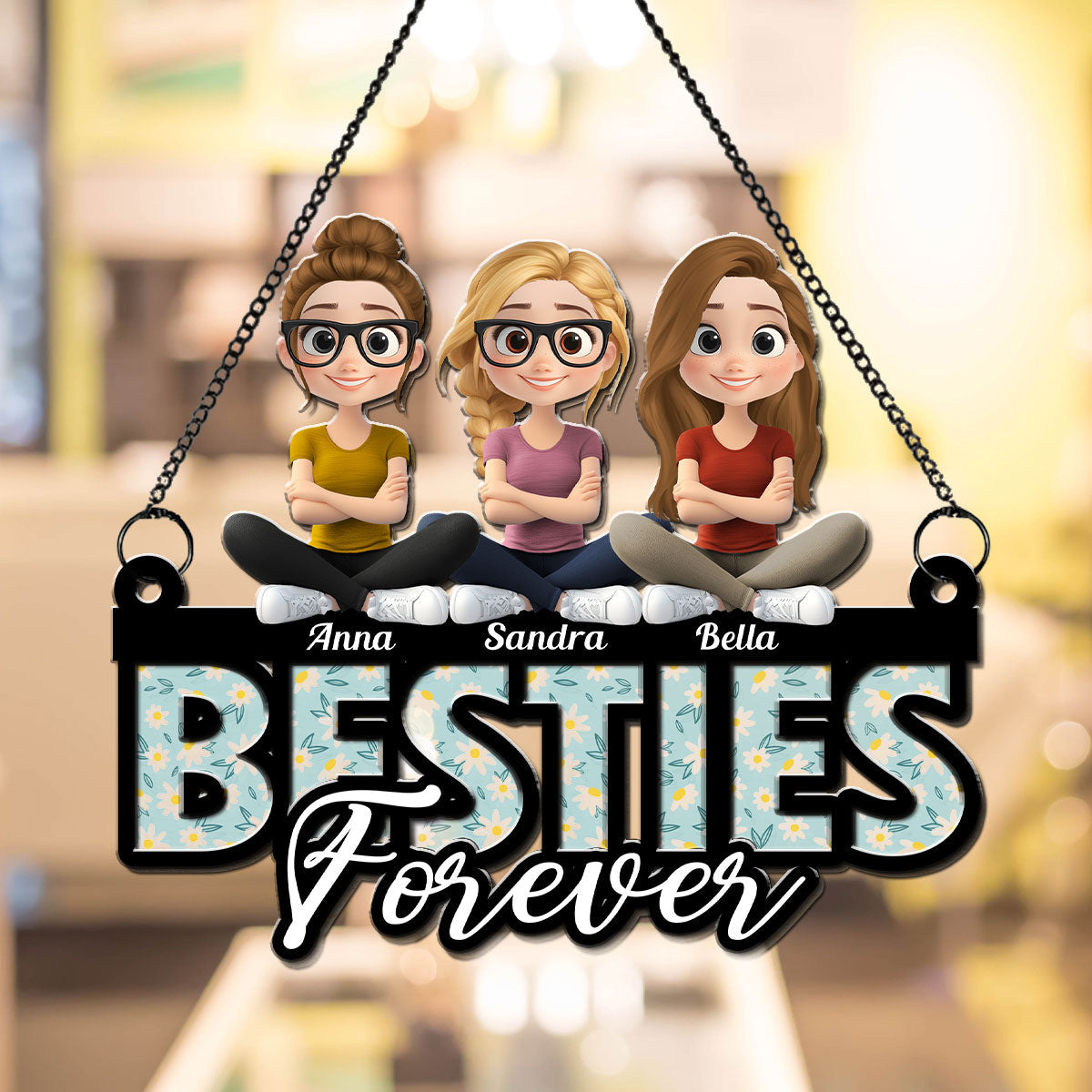 Sisters Forever Love - Personalized Custom Suncatcher
