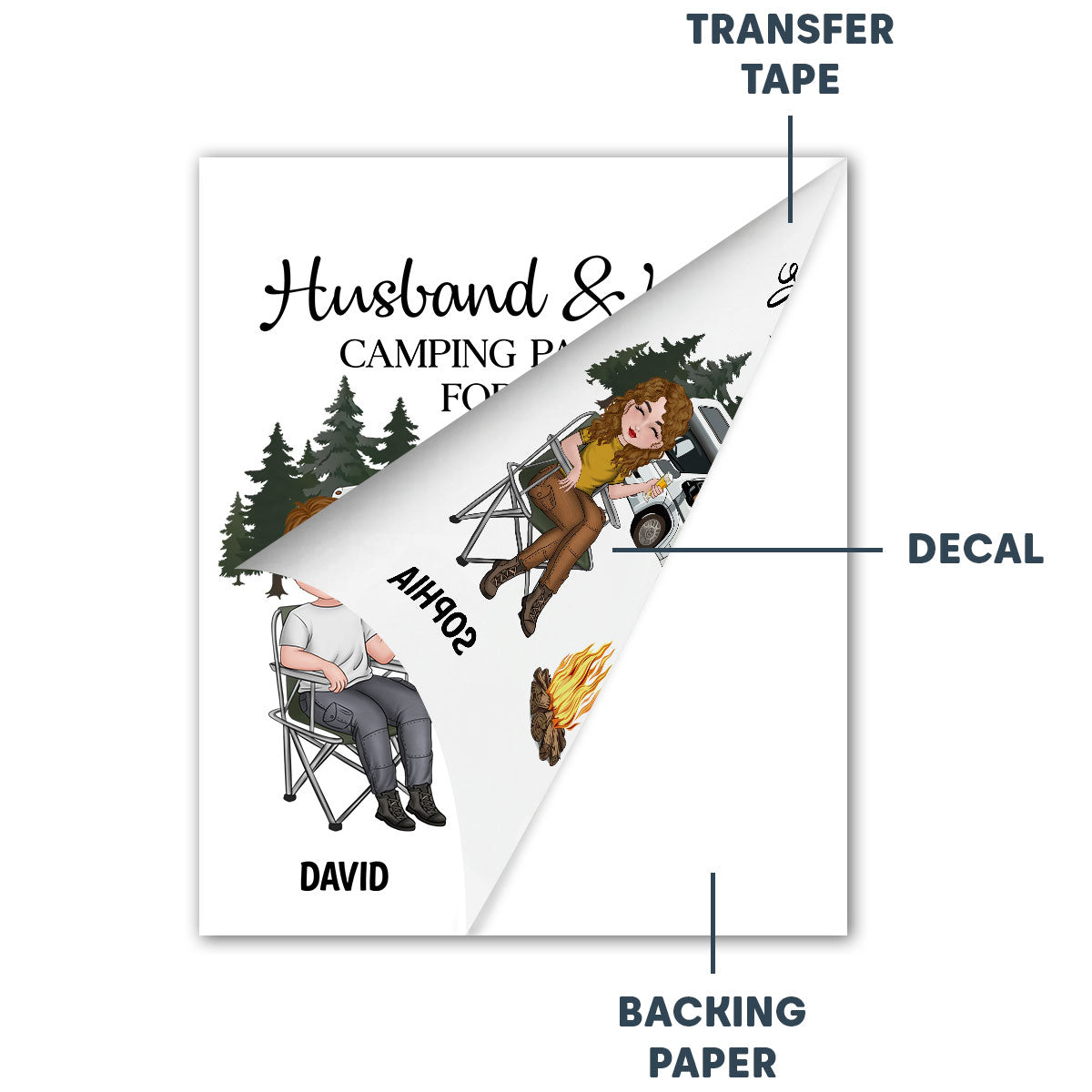 Husband And Wife Camping Partners For Life - Personalized Custom Decal