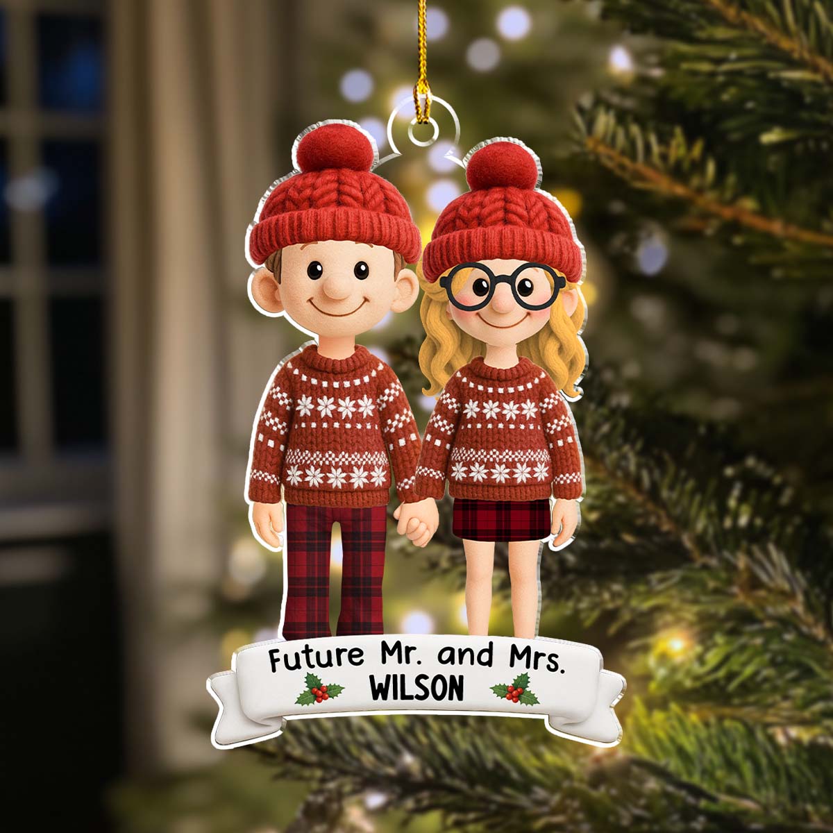 Future Mr. and Mrs. Couple - Personalized Custom 3D Effect Acrylic Ornament