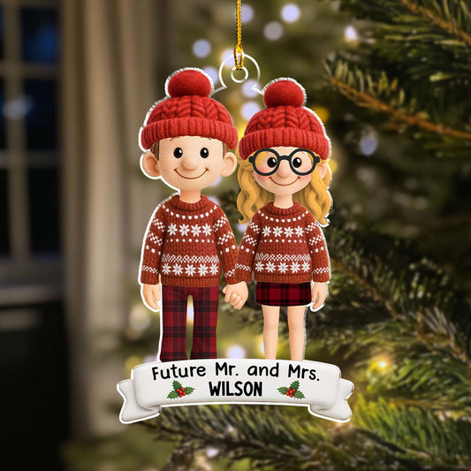 Future Mr. and Mrs. Couple - Personalized Custom 3D Effect Acrylic Ornament