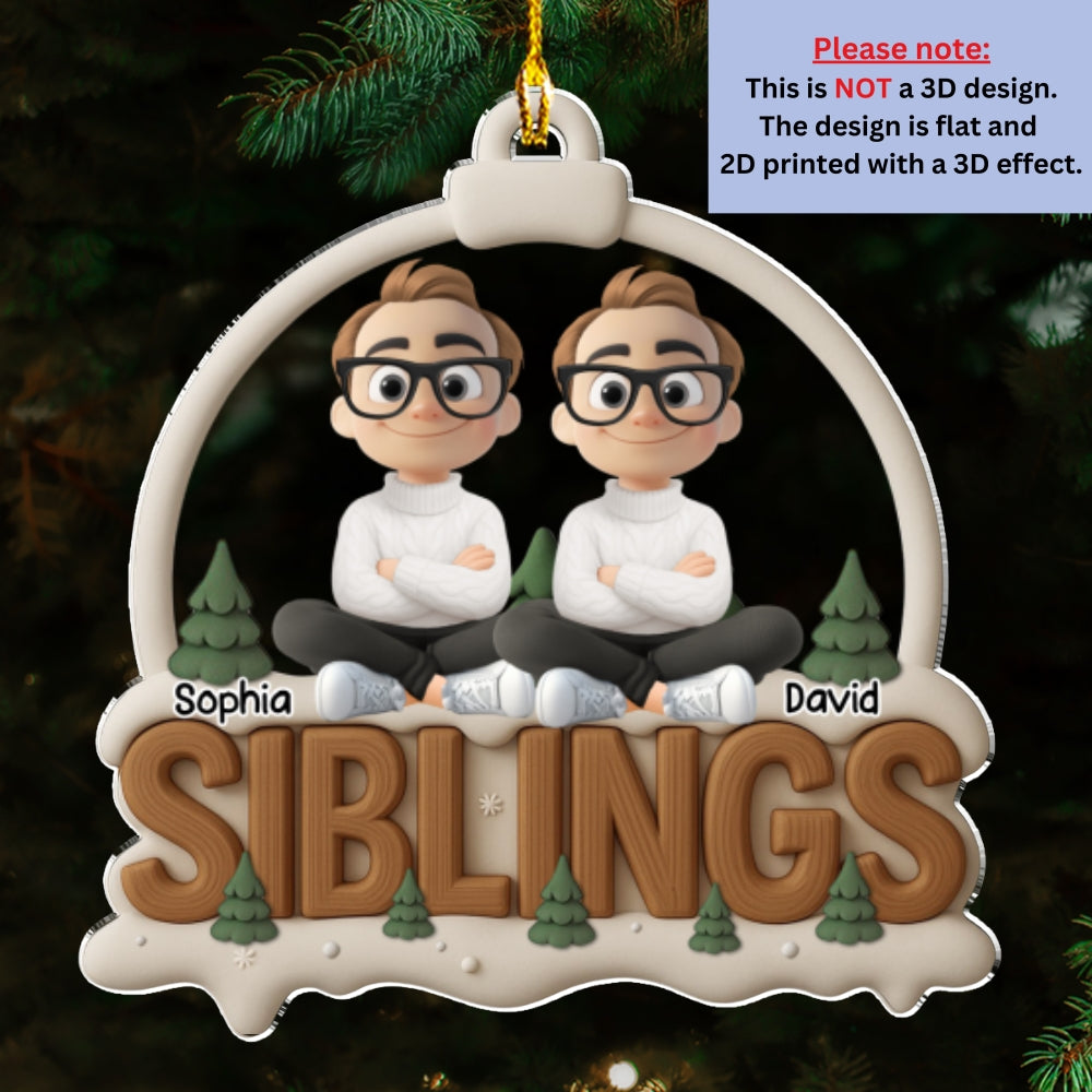 Siblings This Year Onwards Ver 2 - Personalized Custom 3D Effect Acrylic Ornament