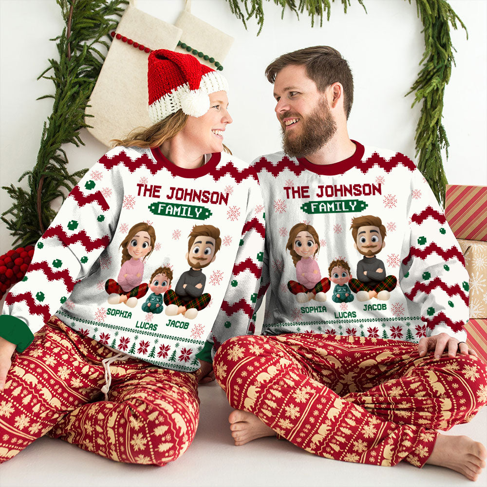 Christmas Tree Cake Family Together - Personalized Custom All-Over-Print Sweatshirt