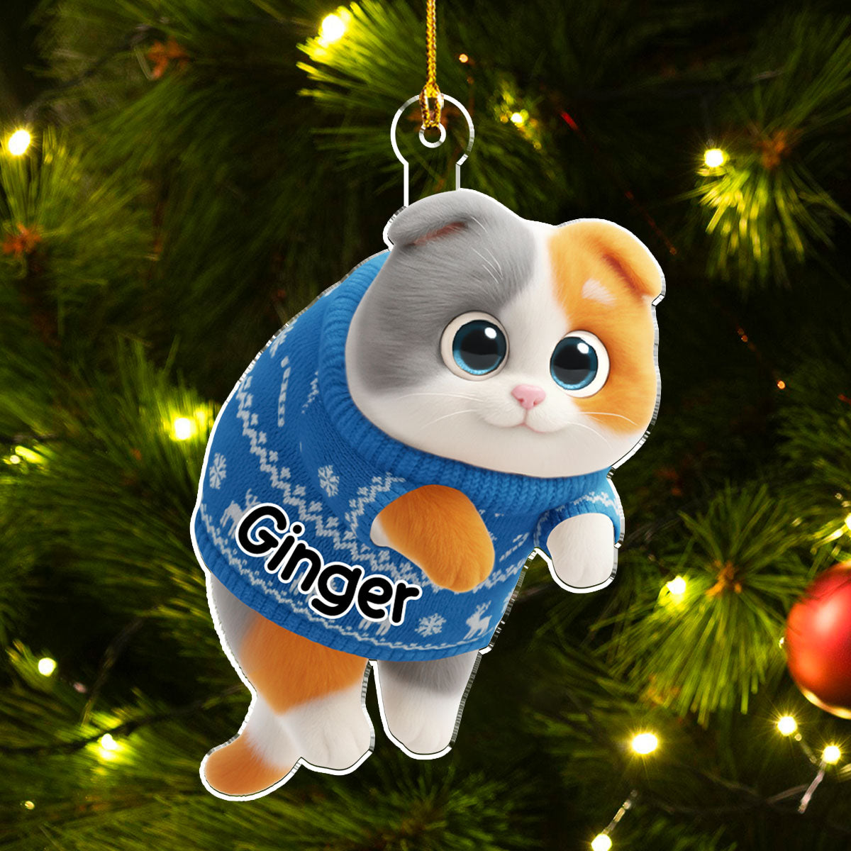 Hanging Cat Cartoonize - Personalized Custom Acrylic Ornament