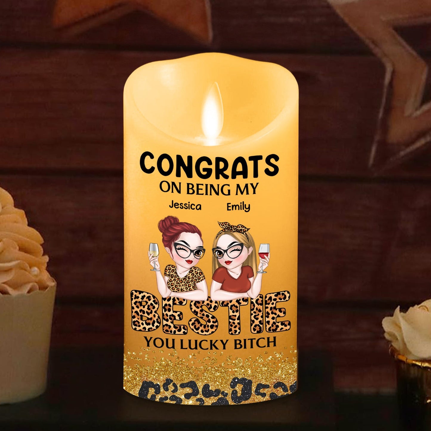 Congrats On Being My Bestie - Personalized Custom LED Candle