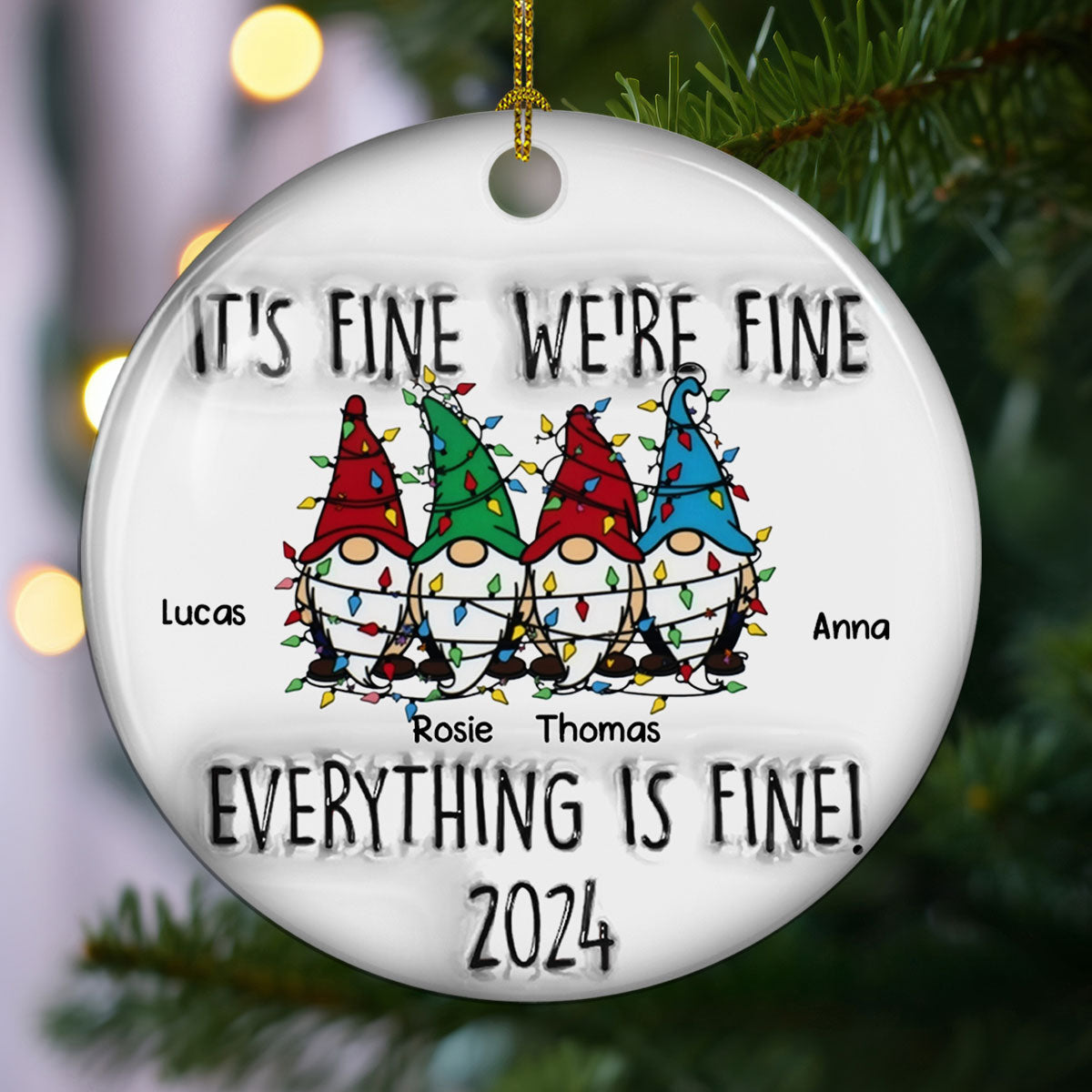 Everything Is Fine Coworkers - Personalized Custom 3D Inflated Effect Ceramic Ornament