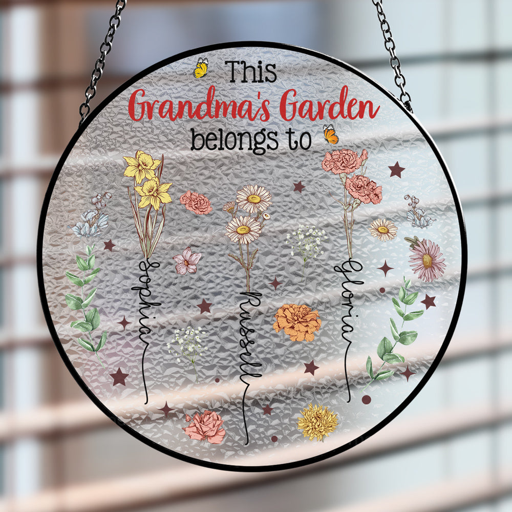 Grandkids Are Flower - Personalized Custom Window Hanging Suncatcher