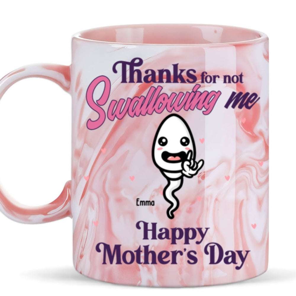 Thanks For Not Swallowing Us - Personalized Custom Pink Marble Mug