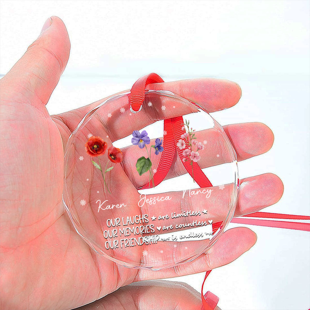 Friendship - Personalized Custom Glass Ornament