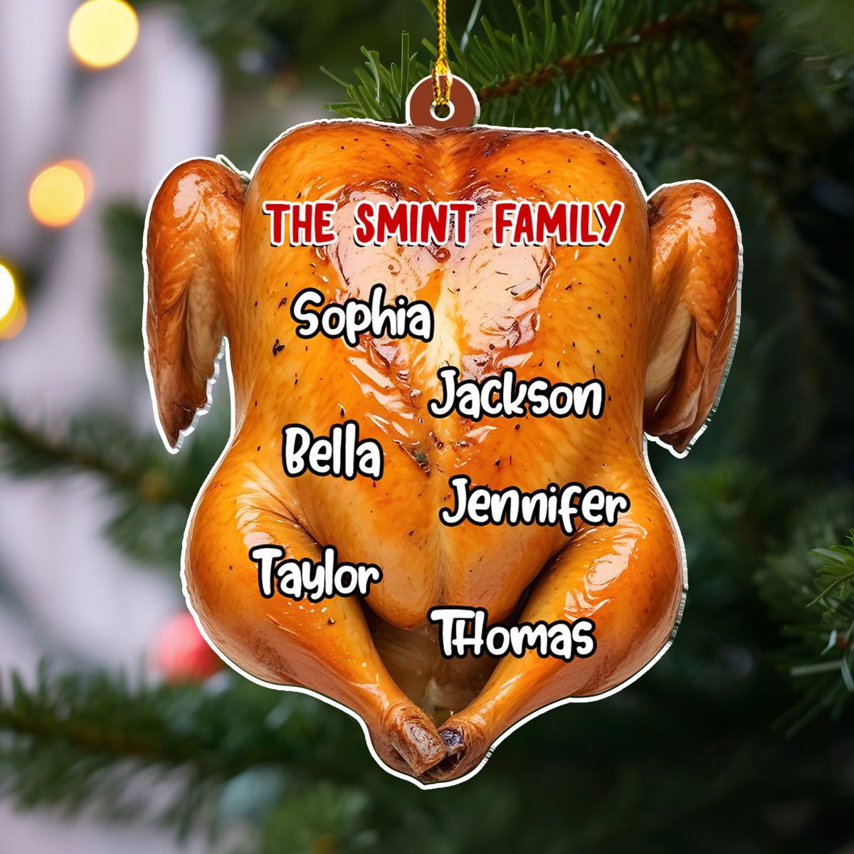 Family Chicken Merry Christmas - Personalized Custom Acrylic Ornament