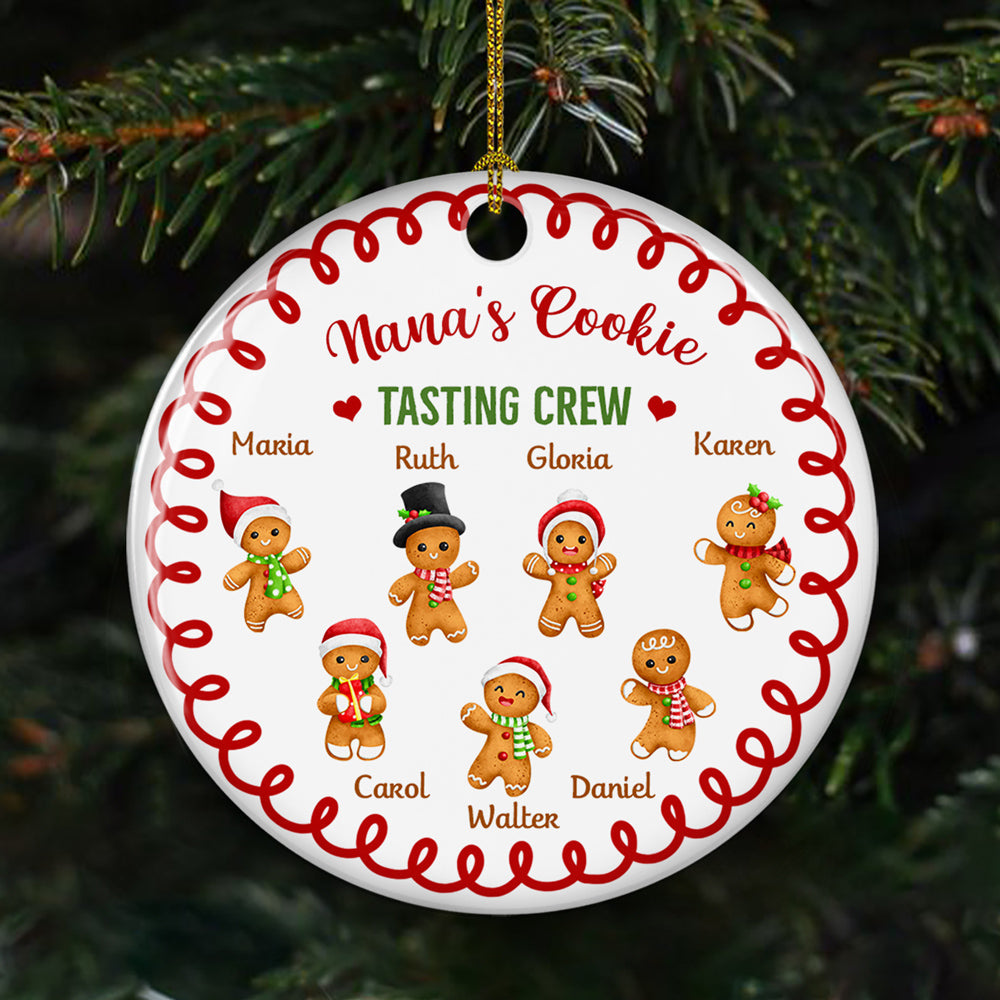 Tasting Crew Of Grandma - Personalized Custom Circle Ceramic Ornament