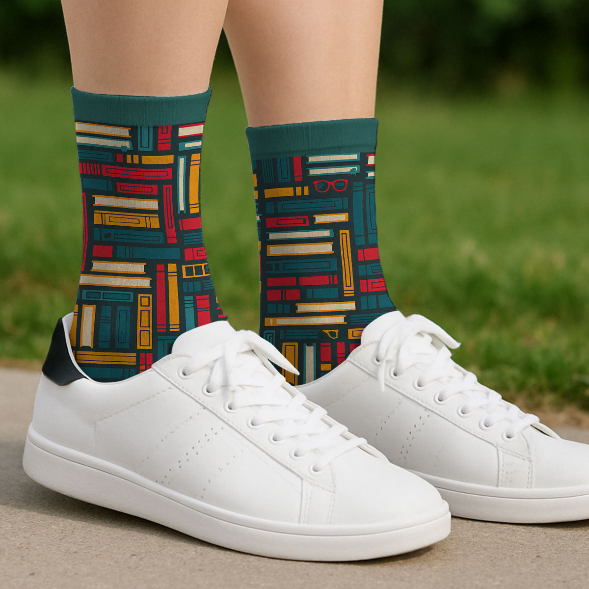 Love Books And Dog - Personalized Custom Crew Socks